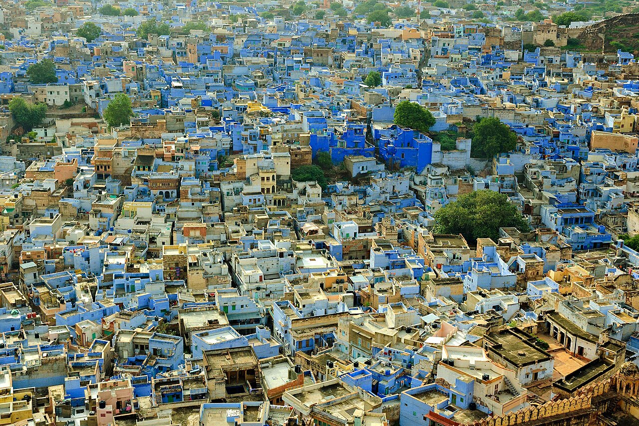 Blue City rooftops seen from above