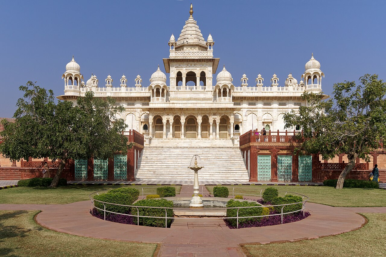 Jaswant Thada marble cenotaph seen from its garden