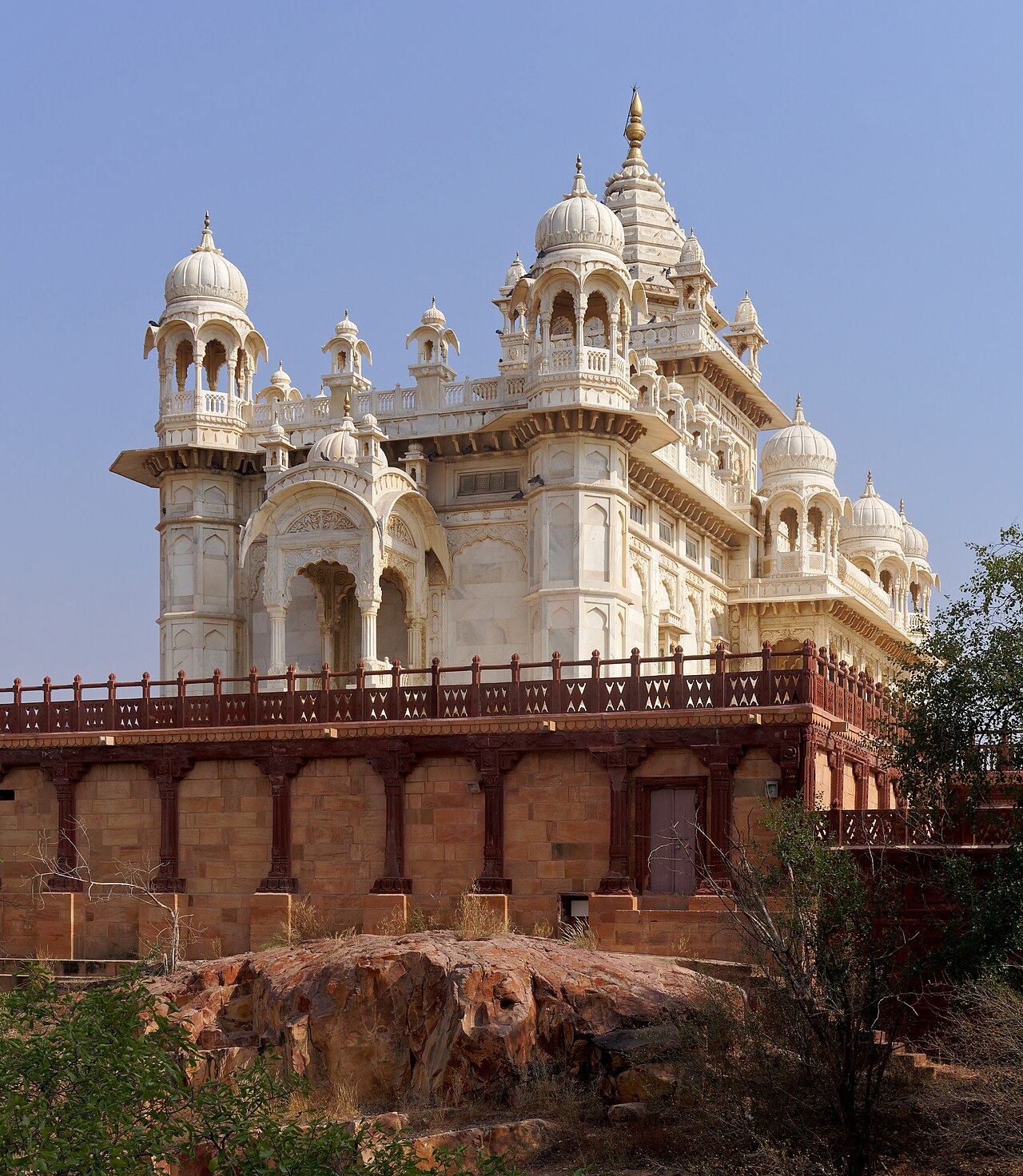 Marble domes and carved details of Jaswant Thada